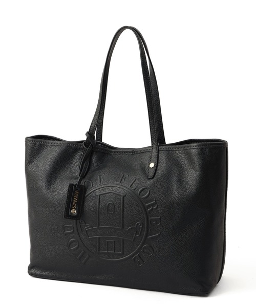 HOUSE OF FLORENCE（ハウスオブフローレンス）の「【HOUSE OF FLORENCE/ハウス オブ フローレンス】イタリアンレザー 型押しエンボス トートバッグ（L）（トートバッグ・レディース・グレイッシュベージュ/ブラック/ピンク/イエロー/ブラウン・FREE）」の2枚目の写真