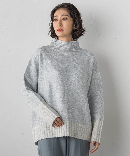 la.f…(ラエフ)の「【WEB限定】"ふんわり配色の"もっちりハイネックニット(ニット/セーター・レディース・ライトグレー/チャコールグレー・9号)」の4枚目の写真