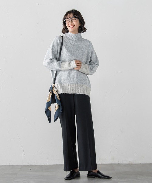 la.f…(ラエフ)の「【WEB限定】"ふんわり配色の"もっちりハイネックニット(ニット/セーター・レディース・ライトグレー/チャコールグレー・9号)」の5枚目の写真