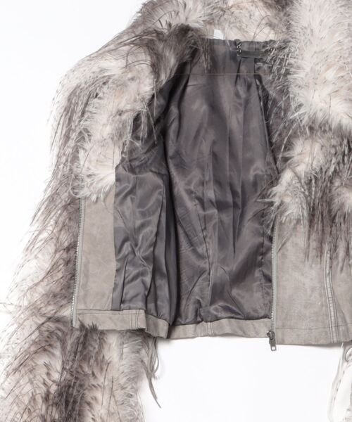 Jaded London(ジェイデッドロンドン)の「FAUX FEATHER AND PU LACE UP JACKET(その他アウター・レディース・ブラウン・X-SMALL)」の6枚目の写真