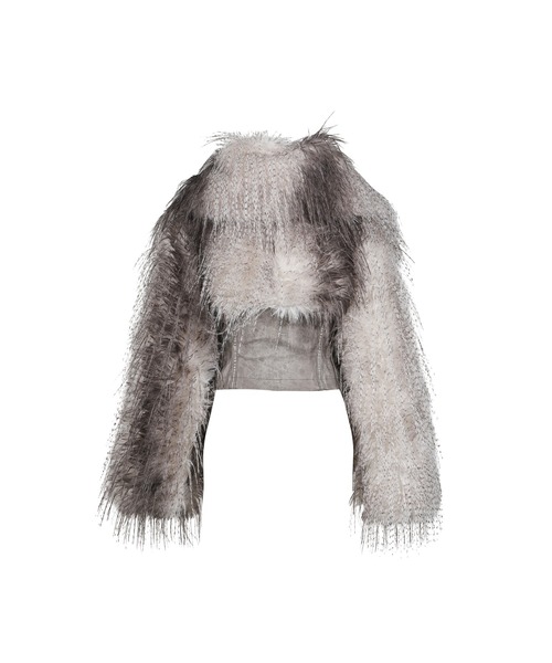 Jaded London(ジェイデッドロンドン)の「FAUX FEATHER AND PU LACE UP JACKET(その他アウター・レディース・ブラウン・X-SMALL)」の2枚目の写真