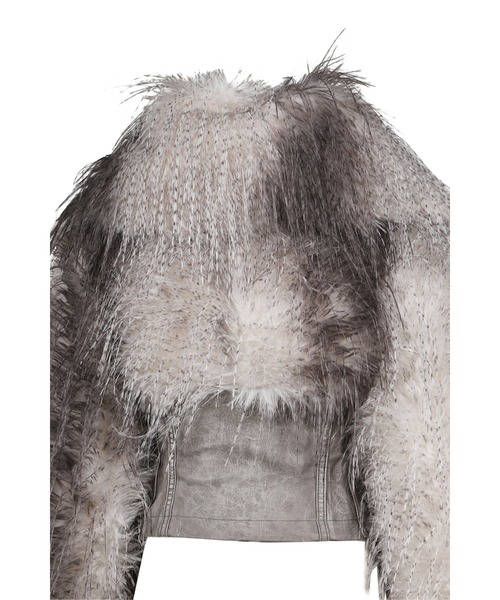 Jaded London(ジェイデッドロンドン)の「FAUX FEATHER AND PU LACE UP JACKET(その他アウター・レディース・ブラウン・X-SMALL)」の4枚目の写真
