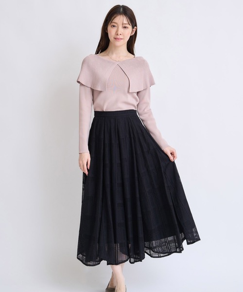 NOELA（ノエラ）の「チェックレースイレヘムスカート（スカート・レディース・ブラック/オフホワイト/ブルー・S/M）」の2枚目の写真