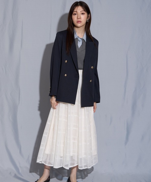 NOELA（ノエラ）の「チェックレースイレヘムスカート（スカート・レディース・ブラック/オフホワイト/ブルー・S/M）」の4枚目の写真