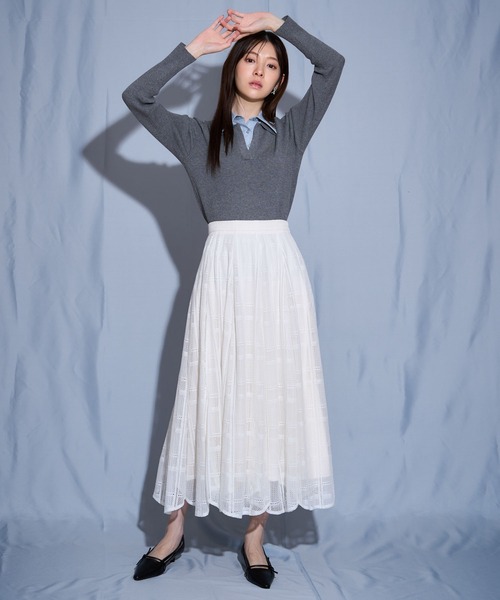 NOELA（ノエラ）の「チェックレースイレヘムスカート（スカート・レディース・ブラック/オフホワイト/ブルー・S/M）」の19枚目の写真