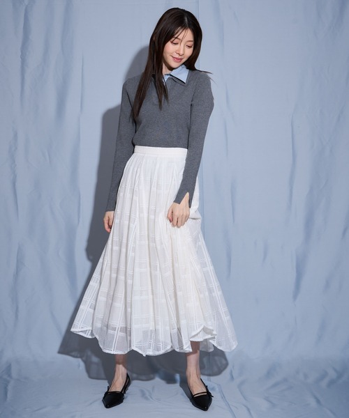 NOELA（ノエラ）の「チェックレースイレヘムスカート（スカート・レディース・ブラック/オフホワイト/ブルー・S/M）」の18枚目の写真