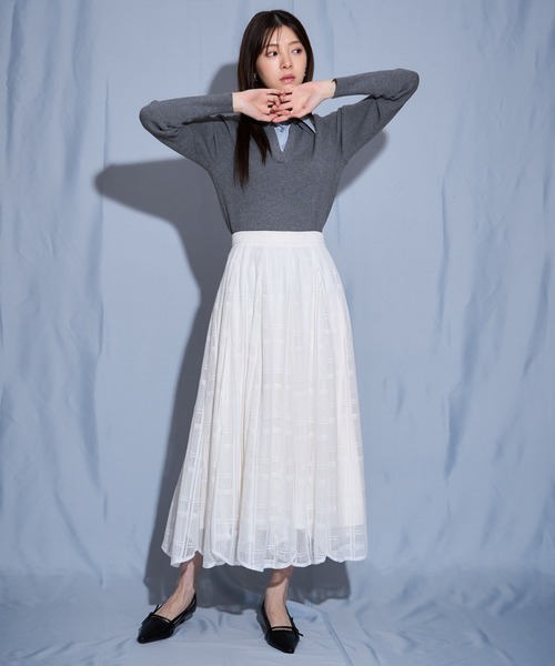 NOELA（ノエラ）の「チェックレースイレヘムスカート（スカート・レディース・ブラック/オフホワイト/ブルー・S/M）」の16枚目の写真