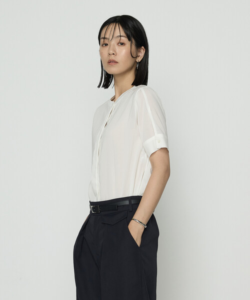 COMME CA(コムサ)の「〔 TALLサイズ 〕 ドライシアーツイル シャツブラウス(シャツ/ブラウス・レディース・ネイビー/ホワイト・15号/13号)」の1枚目の写真