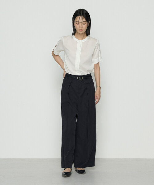 COMME CA(コムサ)の「〔 TALLサイズ 〕 ドライシアーツイル シャツブラウス(シャツ/ブラウス・レディース・ネイビー/ホワイト・15号/13号)」の4枚目の写真