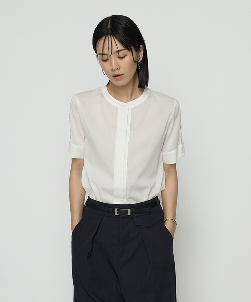 COMME CA(コムサ)の「〔 TALLサイズ 〕 ドライシアーツイル シャツブラウス(シャツ/ブラウス・レディース・ネイビー/ホワイト・15号/13号)」の6枚目の写真