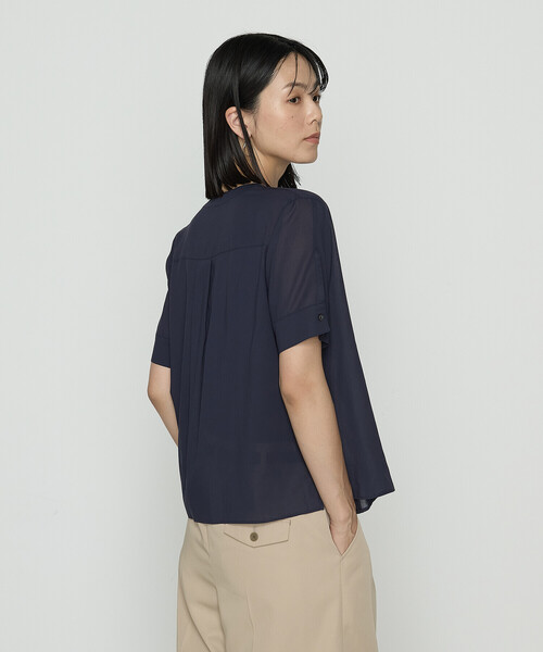 COMME CA(コムサ)の「〔 TALLサイズ 〕 ドライシアーツイル シャツブラウス(シャツ/ブラウス・レディース・ネイビー/ホワイト・15号/13号)」の10枚目の写真