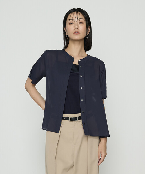 COMME CA(コムサ)の「〔 TALLサイズ 〕 ドライシアーツイル シャツブラウス(シャツ/ブラウス・レディース・ネイビー/ホワイト・15号/13号)」の11枚目の写真