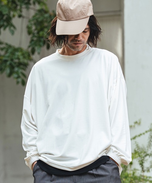 CAMBIO(カンビオ)の「mlt5529- 裾絞りストレッチベロアルーズシルエットカットソー(CMB-R0193)(Tシャツ/カットソー・メンズ・ネイビー/ホワイト/ブラック・L/M/S)」の4枚目の写真