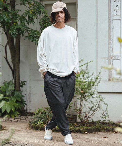 CAMBIO(カンビオ)の「mlt5529- 裾絞りストレッチベロアルーズシルエットカットソー(CMB-R0193)(Tシャツ/カットソー・メンズ・ネイビー/ホワイト/ブラック・L/M/S)」の8枚目の写真