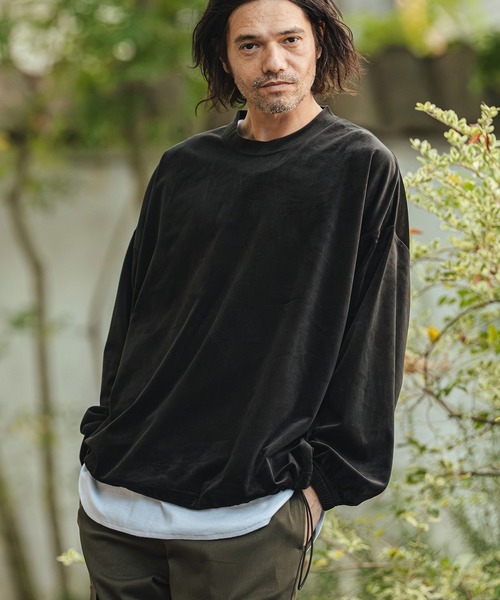 CAMBIO(カンビオ)の「mlt5529- 裾絞りストレッチベロアルーズシルエットカットソー(CMB-R0193)(Tシャツ/カットソー・メンズ・ネイビー/ホワイト/ブラック・L/M/S)」の14枚目の写真