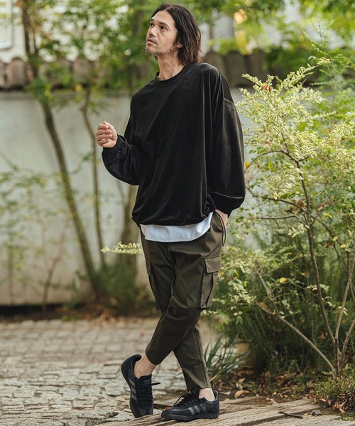 CAMBIO(カンビオ)の「mlt5529- 裾絞りストレッチベロアルーズシルエットカットソー(CMB-R0193)(Tシャツ/カットソー・メンズ・ネイビー/ホワイト/ブラック・L/M/S)」の18枚目の写真