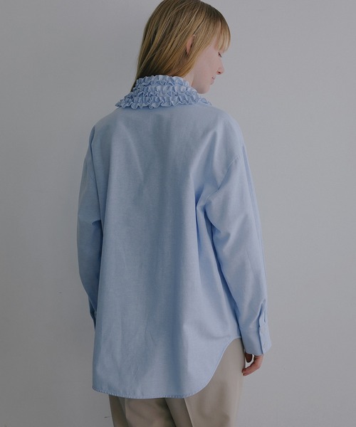 MANOF（マノフ）の「FRILL COLLAR OXFORD SHIRT（シャツ/ブラウス・レディース・ブルー/ブラックミックス/ホワイト・F）」の17枚目の写真