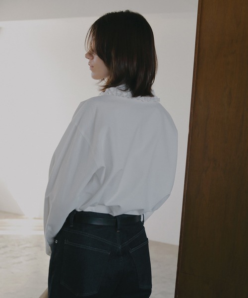 MANOF（マノフ）の「FRILL COLLAR OXFORD SHIRT（シャツ/ブラウス・レディース・ブルー/ブラックミックス/ホワイト・F）」の11枚目の写真