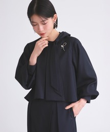 RUIRUE BOUTIQUE（ルイルエブティック）の「ストレッチ | ケープ リボン ラップワイドパンツ セットアップ | オフィスカジュアル・セレモニースーツ・フォーマルスーツ・ママスーツ・パンツスーツ・ワイドパンツ（スーツセット）」