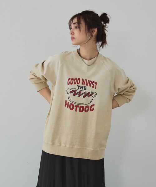 abahouse mavie(アバハウスマヴィ)の「ラグランプリントプルオーバー(Tシャツ/カットソー・レディース・チャコールグレー/グリーン/ベージュ・フリー)」の3枚目の写真