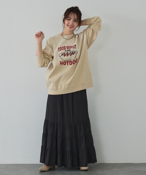 abahouse mavie(アバハウスマヴィ)の「ラグランプリントプルオーバー(Tシャツ/カットソー・レディース・チャコールグレー/グリーン/ベージュ・フリー)」の5枚目の写真