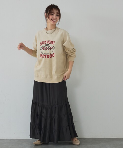 abahouse mavie(アバハウスマヴィ)の「ラグランプリントプルオーバー(Tシャツ/カットソー・レディース・チャコールグレー/グリーン/ベージュ・フリー)」の6枚目の写真