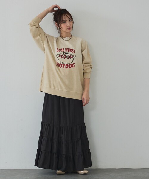 abahouse mavie(アバハウスマヴィ)の「ラグランプリントプルオーバー(Tシャツ/カットソー・レディース・チャコールグレー/グリーン/ベージュ・フリー)」の8枚目の写真