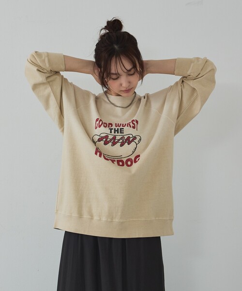 abahouse mavie(アバハウスマヴィ)の「ラグランプリントプルオーバー(Tシャツ/カットソー・レディース・チャコールグレー/グリーン/ベージュ・フリー)」の9枚目の写真