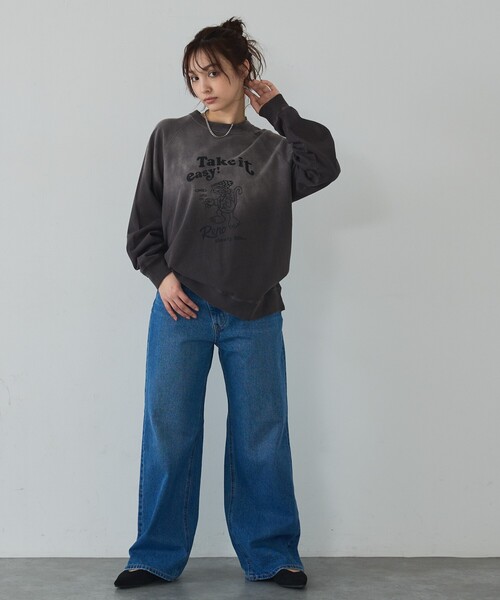 abahouse mavie(アバハウスマヴィ)の「ラグランプリントプルオーバー(Tシャツ/カットソー・レディース・チャコールグレー/グリーン/ベージュ・フリー)」の11枚目の写真