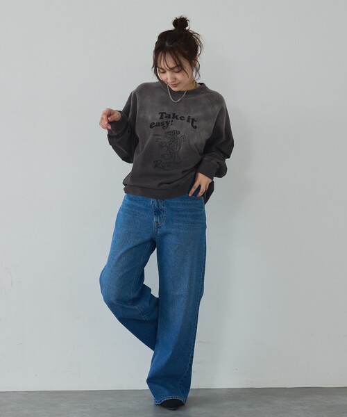 abahouse mavie(アバハウスマヴィ)の「ラグランプリントプルオーバー(Tシャツ/カットソー・レディース・チャコールグレー/グリーン/ベージュ・フリー)」の13枚目の写真