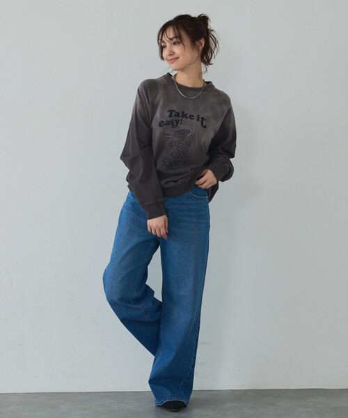 abahouse mavie(アバハウスマヴィ)の「ラグランプリントプルオーバー(Tシャツ/カットソー・レディース・チャコールグレー/グリーン/ベージュ・フリー)」の14枚目の写真
