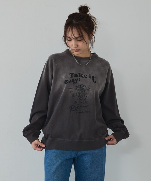 abahouse mavie(アバハウスマヴィ)の「ラグランプリントプルオーバー(Tシャツ/カットソー・レディース・チャコールグレー/グリーン/ベージュ・フリー)」の15枚目の写真
