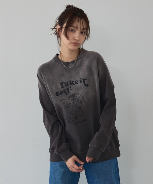 abahouse mavie(アバハウスマヴィ)の「ラグランプリントプルオーバー(Tシャツ/カットソー・レディース・チャコールグレー/グリーン/ベージュ・フリー)」の16枚目の写真