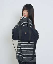 シンボルロゴ刺繍ナイロンダッフルバッグBLACK