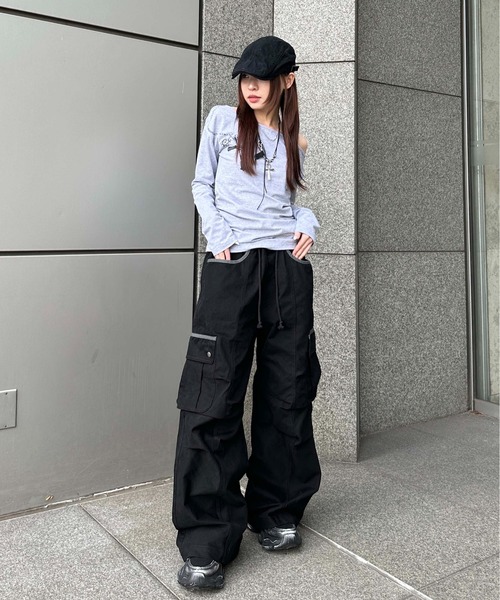 sedacle girl(セダクルガール)の「ツイルカーブカーゴパンツ(カーゴパンツ・レディース・ブラック/チャコールグレー・SMALL/MEDIUM)」の8枚目の写真
