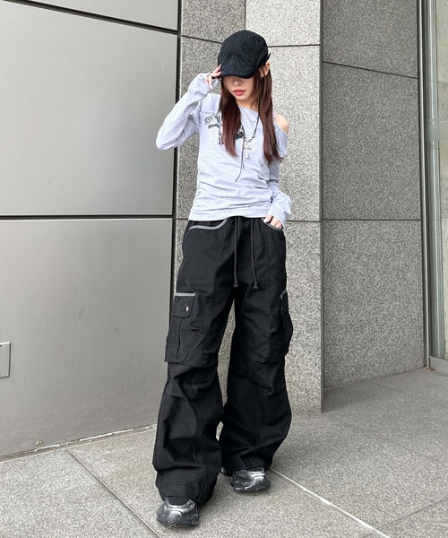 sedacle girl(セダクルガール)の「ツイルカーブカーゴパンツ(カーゴパンツ・レディース・ブラック/チャコールグレー・SMALL/MEDIUM)」の9枚目の写真