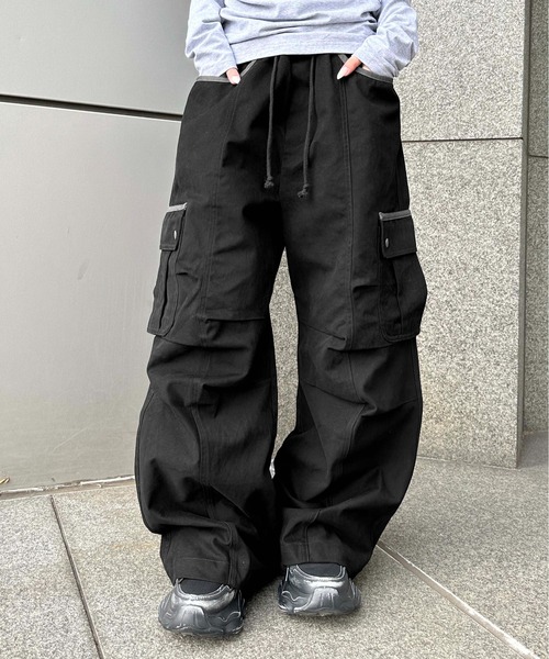 sedacle girl(セダクルガール)の「ツイルカーブカーゴパンツ(カーゴパンツ・レディース・ブラック/チャコールグレー・SMALL/MEDIUM)」の3枚目の写真