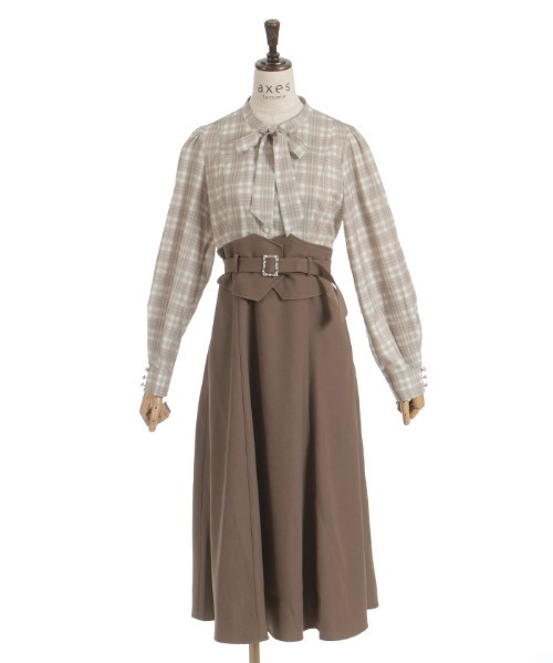 axes femme（アクシーズファム）の「ハイウエストドッキングワンピース（ワンピース・レディース・ブラック/グレー/モカ・FREE）」の14枚目の写真