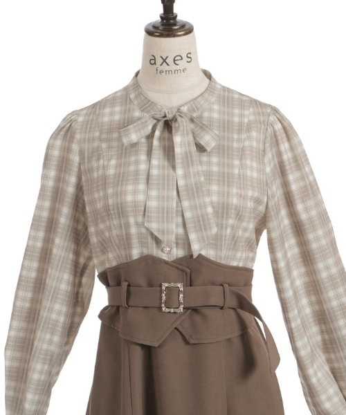 axes femme（アクシーズファム）の「ハイウエストドッキングワンピース（ワンピース・レディース・ブラック/グレー/モカ・FREE）」の11枚目の写真