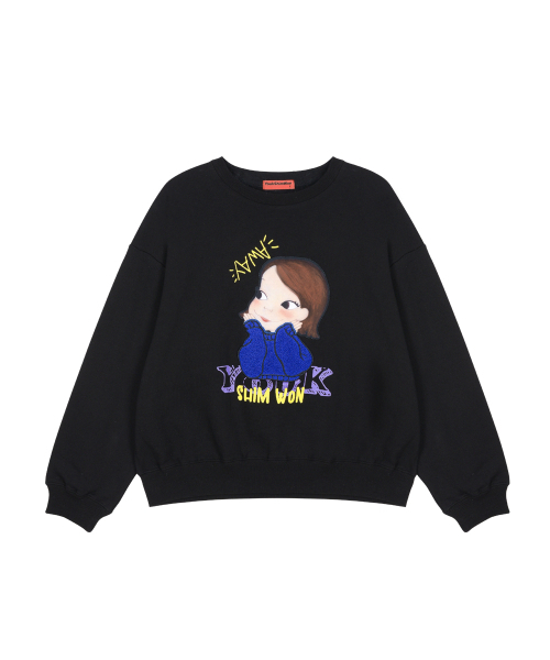 YOUK SHIM WON（ユクシムウォン）の「ブクルポイントマンツーマン F ブラックリア（スウェット・レディース・その他・FREE）」の2枚目の写真