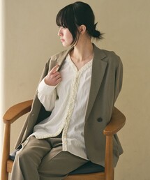 【WEB限定 Wardrobe DAILY MINIMAL】ラッフル Vネックブラウス ウォッシャブル
