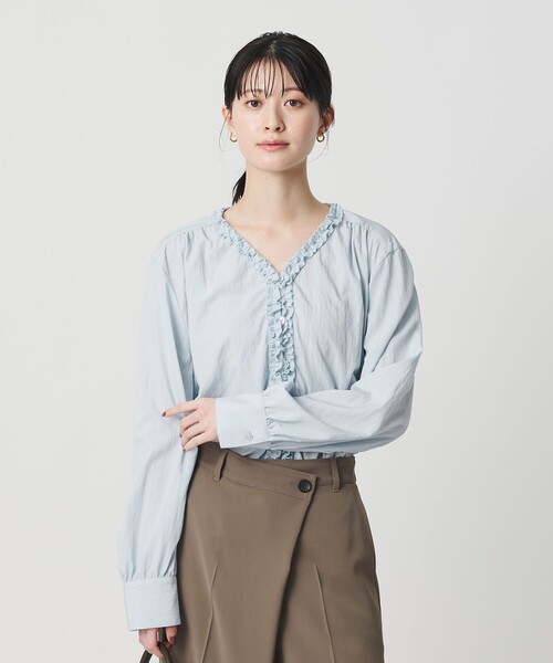 WEB限定 Wardrobe DAILY MINIMAL】ラッフル Vネックブラウス