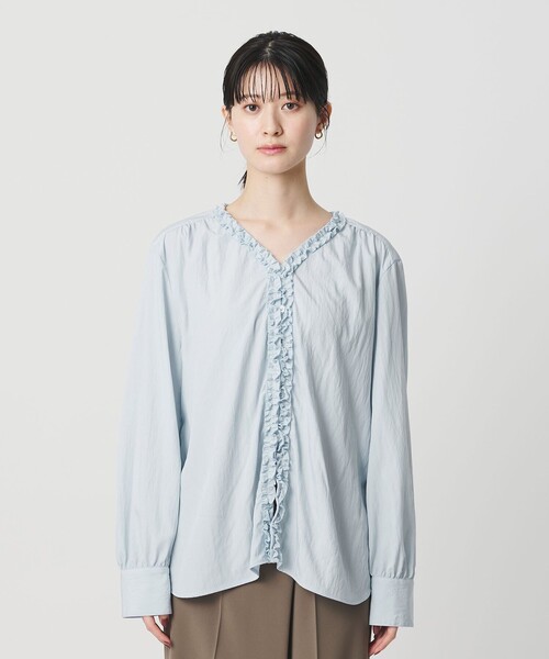WEB限定 Wardrobe DAILY MINIMAL】ラッフル Vネックブラウス