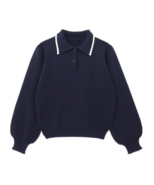 Pierrot(ピエロ)の「スカラップポロニット(ポロシャツ・レディース・ネイビー/グレー系その他・L/M)」の21枚目の写真