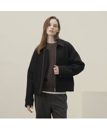 Knitted Wool Zip-up Jumper _Black