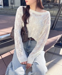【INGNI SOELA】透かし編みニットプルオーバー/WEB限定