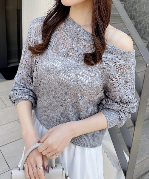 SOELA(ソエラ)の「【INGNI SOELA】透かし編みニットプルオーバー/WEB限定(ニット/セーター・レディース・グレー/ピンク/アイボリー・M)」の21枚目の写真