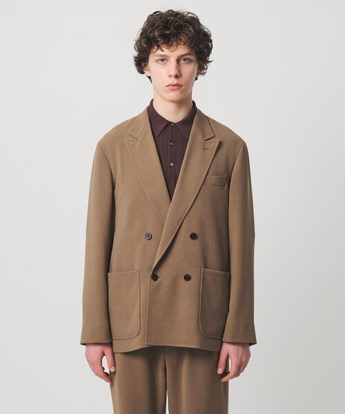 UNITED ARROWS(ユナイテッドアローズ)の「ポリエステルサブレ オーディナリー ダブル 4ボタン ジャケット(テーラードジャケット・メンズ・モカ/ブラック・XL/S/M/L)」の3枚目の写真