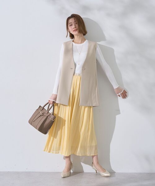 YECCA VECCA（イェッカヴェッカ）の「袖口シアーリブニット（ニット/セーター・レディース・オフホワイト/ブラック/ライトベージュ/サックスブルー・FREE）」の11枚目の写真