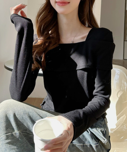 Ada.（エイダ）の「オフショル風 サイドギャザー トップス（Tシャツ/カットソー・レディース・アイボリー/ブラック/グレー・FREE）」の19枚目の写真